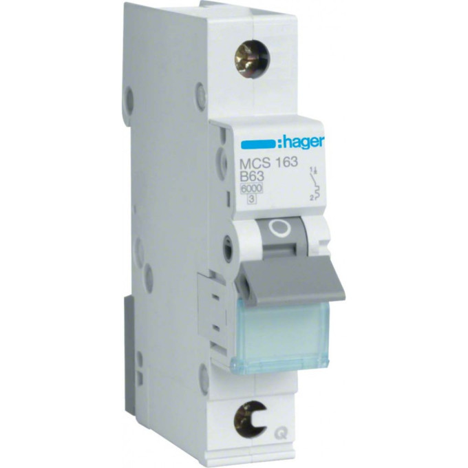 Автоматический выключатель HAGER 1P 6kA C-63A QC 1M MCS163